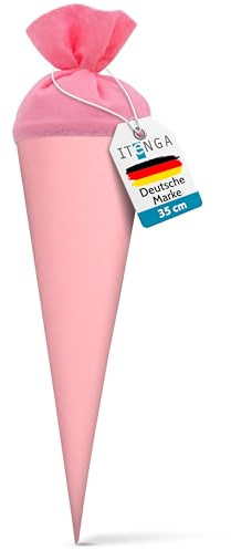 itenga kleine Bastelschultüte Geschwister Schultütenrohling Zuckertüte Schultüte 35cm rund mit Filzverschluss (rosa)