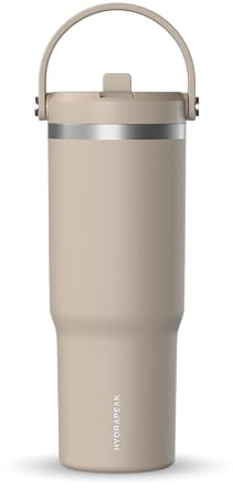 Hydrapeak Nomad 32 oz Wäschetrockner mit Griff und Saugrohrdeckel, auslaufsicher, doppelt isoliert, 32 Tassen Edelstahl (ST-latte)