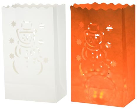 sourcing map White Paper Luminary Bags, 10 Pcs Santa Claus Shape Flame Resistant Lantern Candle Bags for Christmas Weddings Birthday Party Decoration