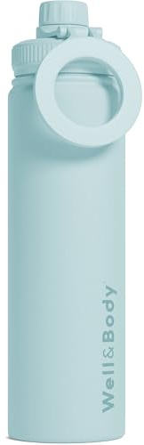 Well & Body Magnet'O Magnetflasche, 750 ml, für Telefon, kompatibel mit MagSafe, aus Edelstahl mit verstellbarem Winkel, BPA-frei, isoliert | CrossFit Fitness Flaschenstativ [Blau]