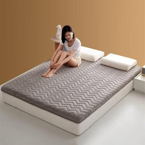 SAYEYBU Dicke, Warme Matratze, Tragbare Klappmatratze, Japanische Futonmatratze, Bodenmatte, GäStematratze, Schlafsaal-Isomatte, Campingmatte In Voller GrößE,Grau,150 * 200cm(5CM)