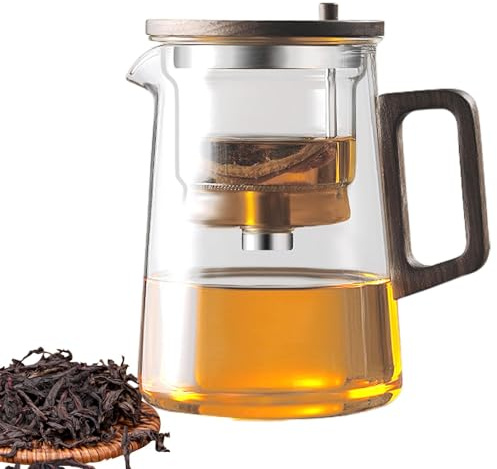 Pcingsia Hervidor de té de vidrio transparente con separación de agua, hervidor de té de hojas sueltas con infusor de té para el hogar, sala de estar, cocina, hotel