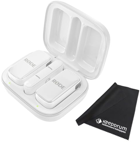 Rode Système de micro sans fil USB-C blanc pour smartphones avec chiffon en microfibre Keepdrum