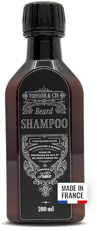 Tonsor & Cie - Shampoing Barbe 200 ml - Nettoie, Hydrate et Stimule la Pousse - Protéine de Blé & Provitamine B5 - Aux Notes Fraîches et Élégantes - Formulé et Fabriqué en France