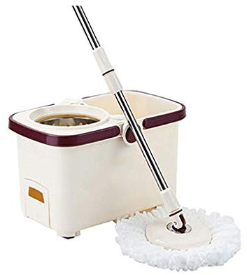 Msuiiixcccc Spin Mop, Mango Ajustable de Acero Inoxidable con 2 Cabezales de trapeador de Microfibra con dispensador de detergente para la Limpieza de Pisos