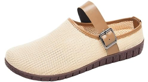 Pantofole estive con plateau Zoccoli con punta chiusa, piattaforma comoda, da spiaggia, suola morbida, mezza pantofole, scarpe estive antiscivolo, per spiaggia, piscina, interni ed esterni, beige., 41