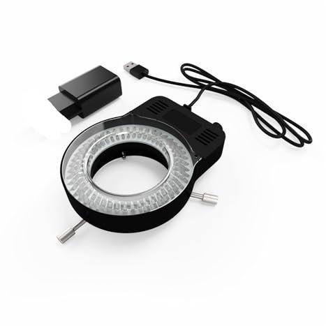 Microscope Observation Microscope Adjustable 144 LED Lighting Industrial Binocular Stereoscopic Lens Magnifying Glass Ring Light Source(144 LED ring light)