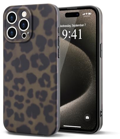 Teageo Hülle für iPhone 15 Pro Leopardmuster Anti-Drop, Grün | Klassisch Leopard Mädchen Handyhülle TPU Silikon Abdeckung Kameraschutz Bumper