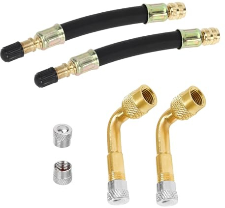 Lunpog Däckventil förlängningsadapter 90 graders ventilförlängning och 180 mm flexibelt gummidäck ventilförlängning koppar ventiladapter vinkel ventilförlängning för bil motorcykel cykel scooter