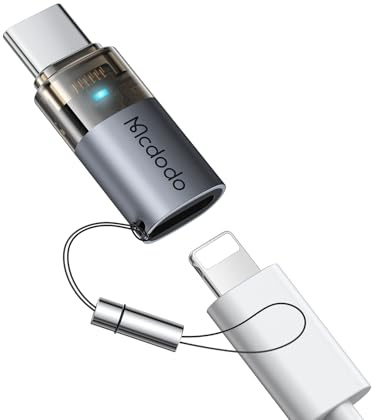 mcdodo Lightning auf USB C Adapter 60W Schnellladung und Datenübertragung (nur mit Computer,Laptops) Kompatibel mit iPhone 17 16 15 MacBook, iPad