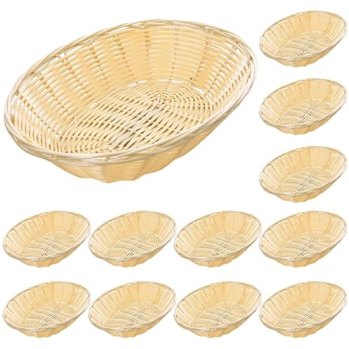 yeeplant Set di 12 cestini ovali in plastica per pane, ideali per snack, panetterie, negozi e bar, Pe Build