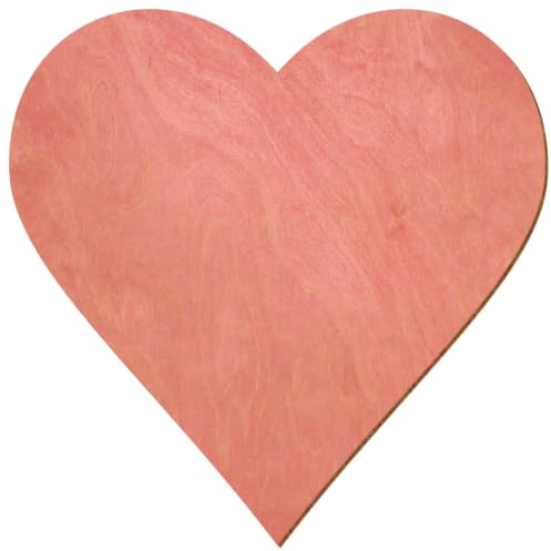 Cuore in legno rosa verniciato su entrambi i lati, decorazione fai da te, 3-50 cm, in compensato di betulla da 3 mm, disponibile singolarmente o in set, dimensioni: 35 cm, confezione include: 1 pezzo