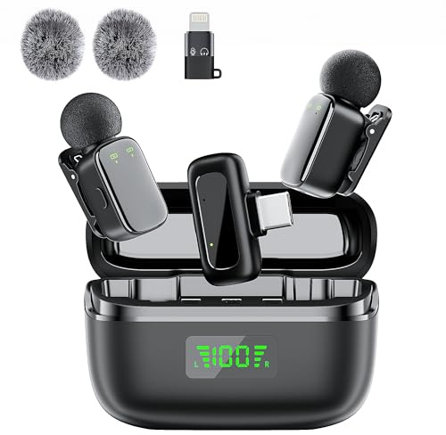 Kabelloses Lavalier Mikrofon für Handy/iPhone//iPad/Kamera, Mini Mikrofon für Live-Streaming, Rauschunterdrückung, Plug & Play, Perfekt für Videoaufnahmen, Podcasts, YouTube, TikTok & Interviews