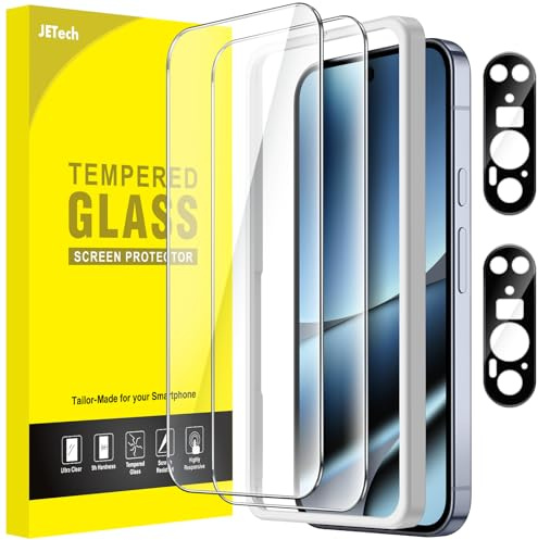 JETech Skärmskydd för Google Pixel 10 Pro XL med Kameralinsskydd, Enkelt Installation Verktyg, Kompatibel Fingeravtryckslåsning, Härdat Glasfilm, HD Klar, 2-Pack Vardera