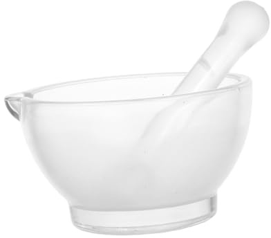 Glasmörser und Stößel Satz 8oz Weiß für Labor und Küche | Manuell, für Pulver und Gewürze, Gleichmäßige Konsistenz, 1 Satz, Portable Nutzung