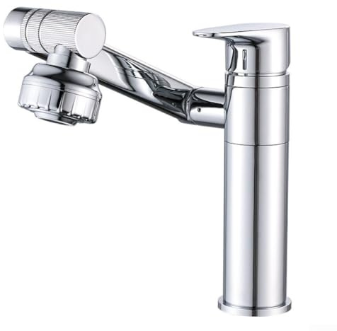 Rubinetto da cucina, miscelatore girevole a 1080° con doppia modalità di uscita, rubinetto dell'acqua a prova di spruzzi, rubinetto da cucina a leva singola (cromato)