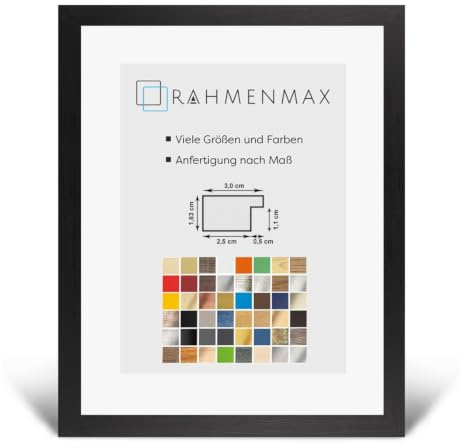 Morena MDF Rahmen für Bild 59x74cm Schwarz gemasert mit Acrylglas | zum Aufhängen Hoch- und Querformat/Maßanfertigung möglich/Puzzle Rahmen/mit 1mm Antireflex Acrylglas
