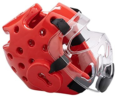 Casco ajustable para adultos y niños, para taekwondo, muay thai, karate, rojo, talla S
