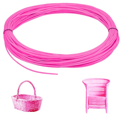 OLYCRAFT 50m x 4mm Pink PE Cord for Outdoor Furniture Repair Outdoor Repair PE Cord Plastic Patio Chair String Solid Plastic Rattan Wicker Rope for DIY Furniture Knitting Garden Patio