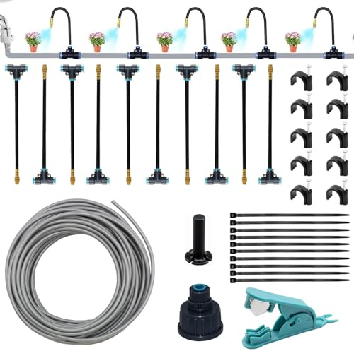 Sistema de Riego Automático de Jardín de 360°, Kit de Riego de Jardín con Boquilla Flexible Ajustable – Ideal para Huerto Elevado, Parterre, Terraza, Balcón y Huerto (10 m)
