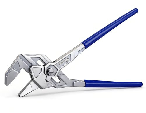 TOOLUTION Adjustable Pliers Wrench 10 Inch Smooth Parallel Jaw Plier | Wrench Pliers for Under Sink Water Plumbers Pipe Nuts - Professional Grade Flat Jaw Pliers for Home Repair