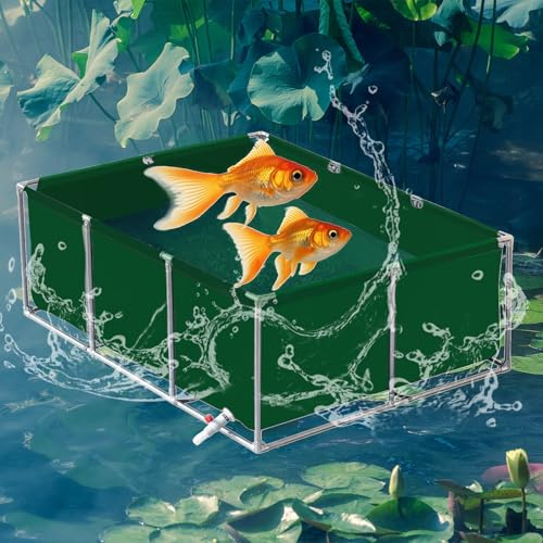 3 x 3 x 0,5 m fiskdamm i grönt stål med PVC-foder, enkel installation Koi hållningstank ovanför marken, perfekt för tic trädgårdar och utomhusutrymmen.