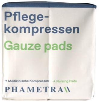 Phametra Pflegekompressen | 100 Stück | Medizinische Kompressen | Gauze pads | Vlieskompressen | 4-lagig | unsteril | äußere Wundversorgung | zum Einmalgebrauch |10 cm x10 cm