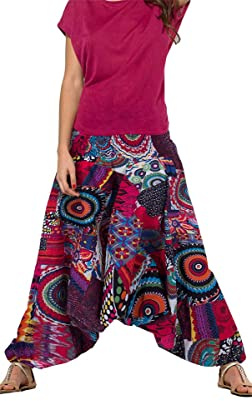 Coline - Pantaloni Harem 3 in 1 Cotone, Patch, Taglia unica
