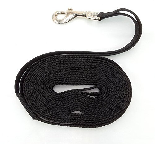 elropet Flex Fährtenleine Schleppleine mit Ruckdämpfer schwarz 40m-20mm Hundeleine