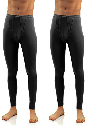 sesto senso Uomo 2 Pack Calzamaglia Lunga Intimo Uomo k2 (Nero, S)