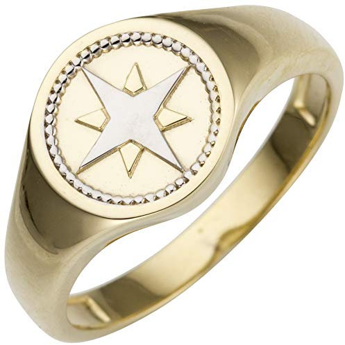 Jobo Damen-Ring Kompass-Rose aus 14 Karat 585 Gold Bicolor Größe 58