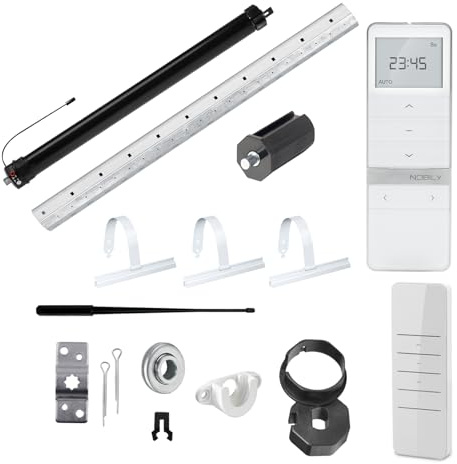 NOBILY Rolladen-Komplett-Set f. 40mm Achtkantwelle Mechanischer Funk Mini-Rolladenmotor 13Nm + Rolladen Handsender + Mechanik-Set bis zu einer Gesamtlänge von 1 Meter