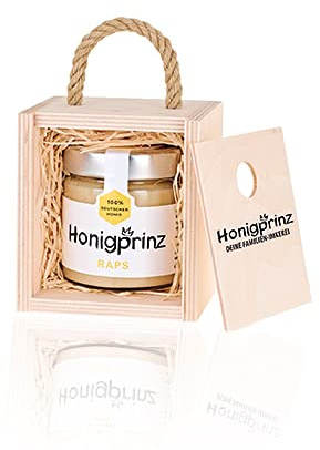 Honig Geschenkset Holzbox mit Kordel - 100% Deutscher Honig Honigprinz Familien-Imkerei (1 x250g)