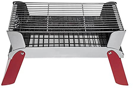 Barbecue Portatile, Barbecue Carbone Pieghevole, Barbecue Grill Pieghevole e Rete Metallica Griglia in Acciaio Inox per 3-5 Persone, Mini BBQ Carbonella, BBQ Grill
