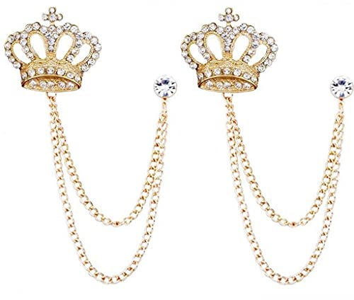 2 Pcs De Luxe Couronne Broche Broche Tassel Revers Costume De Chemise Collier Badge Corsage Broches Pour Hommes