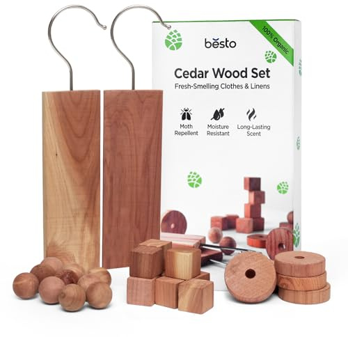 Cedarwood Moth Repellent for Wardrobes, 28 Pcs 100% Natural Cedar Wood Discs, Cedarwood Rings & Cedar Moth Balls for Storage Box, Drawers, Wardrobe Storage & Clothes, Ideal Moth Killer & Freshener