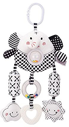 ECCHY Baby Spielzeug, Schwarz und Weiß Hängende Spielzeug Kinderwagen Kinderbett Spielzeug Plüschtier mit Glöckchen, Tier Hängen Babyspielzeug für Neugeborene Junge Mädchen ab 0 Monate