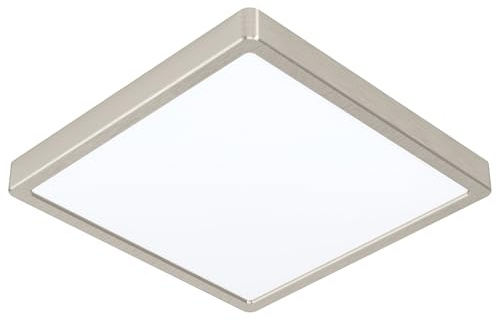 EGLO connect.z Smart-Home LED Bad-Deckenlampe Fueva-Z, L x B 28,5 cm | ZigBee, App und Sprachsteuerung Alexa, Lichtfarbe (warmweiß-kaltweiß), dimmbar, Alu Aufbauleuchte nickel-matt, IP44