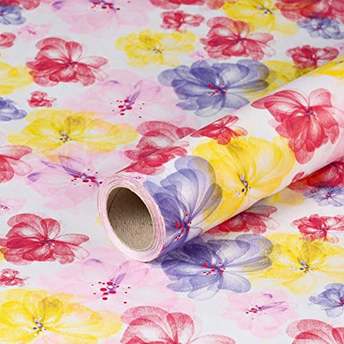 Geschenkpapier Blumen und Blüten, Aquarell, Geburtstagspapier, 0,70 x 10 m