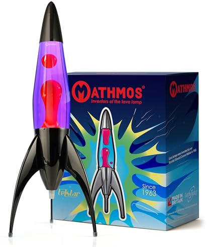 Mathmos Lampada lava razzo Telstar Nero Inventori della lampada lava | Lampade Viola e Rosa in metallo fuso, riempite a mano in Gran Bretagna