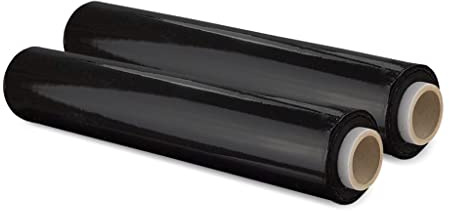 V1 Trade Film Estensibile Imballaggio - 2 x Rotolo Pellicola Nera - 50 cm di Larghezza - Plastica per Imballaggio - Pellicola Imballaggio Trasloco