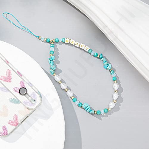 LUMoony 1Pcs Böhmen Stil Bunte Perlen Telefon Kette Strap Vintage Alphabet Buchstabe Perlen für Handy Acryl Telefon Anhänger Seil Handykette Perlen Handyanhänger Handy-Lanyard Handykette