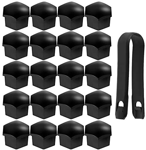 Guuzi 20 pezzi 17mm Copri Dado Ruota Auto Coprivite Cerchioni Bullone Decorazione Esterna Antipolvere (Nero)