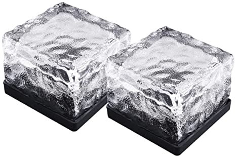 Uonlytech Solar Led Eisstein Glas Solarleuchte Mit Automatischer Dämmerungsschaltung Für Garten Terrasse Hof Warmweiß 2 Stück