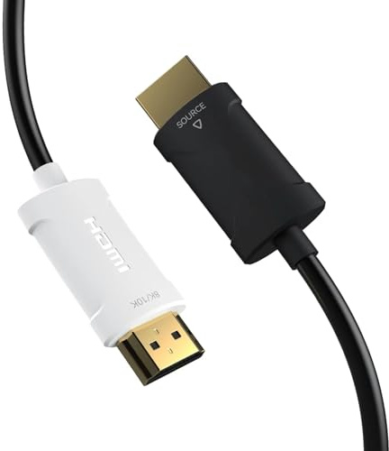 High-Speed 8K HDMI Glasfaserkabel 10m, 48Gbps, 8K HDMI 2.1 Kabel mit AOC Unterstützung, 8K@60Hz, 4K@120Hz/144Hz, HDR, eARC, 3D, Dolby Atmos, HDCP 2.2&2.3, Kompatibel mit PS5, Xbox Series X, PC, TV