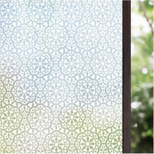 Lifetree Fensterfolie Blickdicht Sichtschutzfolie Fenster Blumen 115x200cm | Milchglasfolie Selbsthaftende, Sonnenschutz Anti-UV Dekofolie, Statische Ohne Klebstoff Für Badezimmer Schlafzimmer Küche