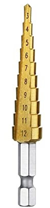 BAtlam 1 Stück HSS Titan Stufenbohrer Kegelschneidwerkzeuge Holzbearbeitungswerkzeuge Zubehör Holz Metallbohrer 3-12 3-13 4-12 4-20 4-22 mm 4-32 mm (Größe: 4-32 mm Sechskant) (3)