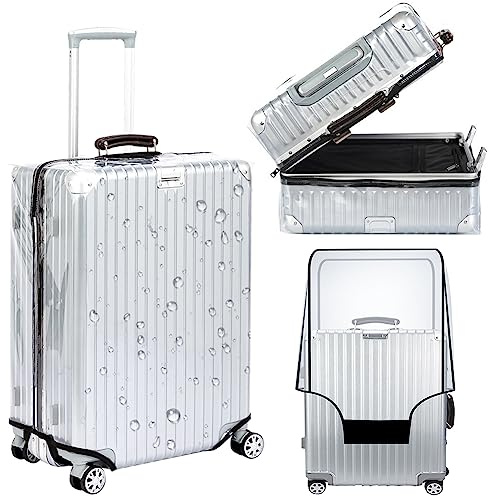 Veki Transparent Koffer Abdeckungen mit einem Reißverschluss, Gepäck Cover PVC wasserdichte Staubdicht Kofferabdeckung mit Klettverschluss, Kratzschutz Koffer Schutzhülle Reisekoffer Hülle (30zoll)