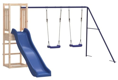 vidaXL Product Title 200 Outdoor Playset - Solid Wood Pine, Multi-Activity Centres with Double Swing Set, Wave Slide, Sandpit - For Kids Aged 3-8 Years, Max Weight 45kg