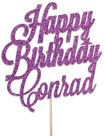 Personalised Glitter Birthday Cake Topper by KreateSquare - Customised With Any Name, Custom Colour – Birthday Cake Decoration (Muse)
